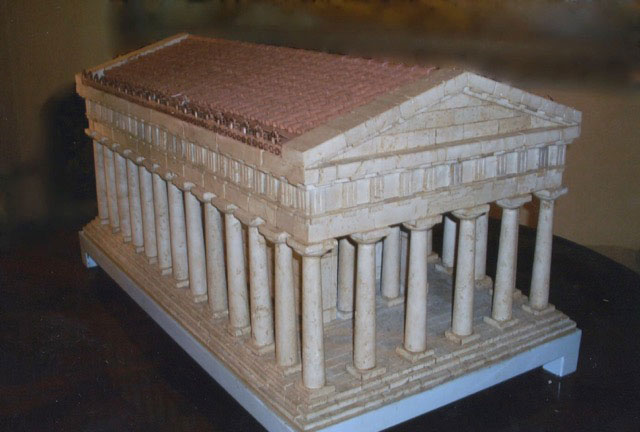 Italian Workshop - 19th century - The Temple of Segesta - Travertine and terracotta